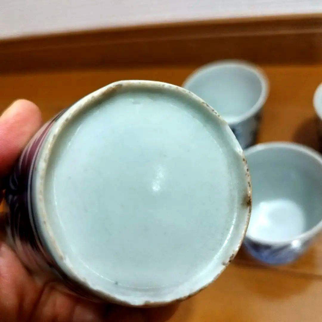 ひ*し様 古伊万里　菖蒲模様の染付　蕎麦猪口　5個セット！　江戸期頃