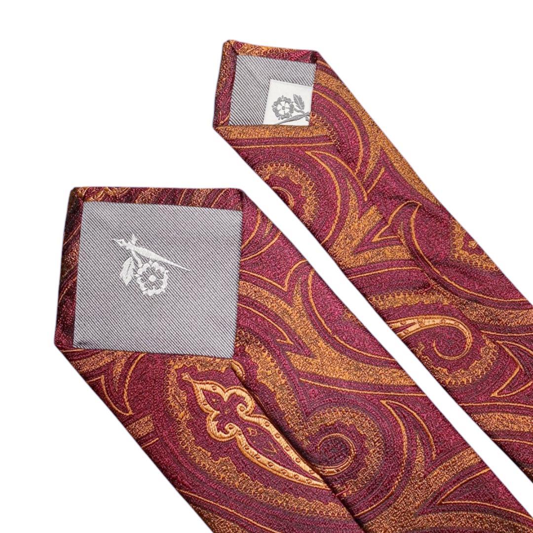 英国製・Penroseペンローズ シルクネクタイ ビッグペイズリー 117暗い赤