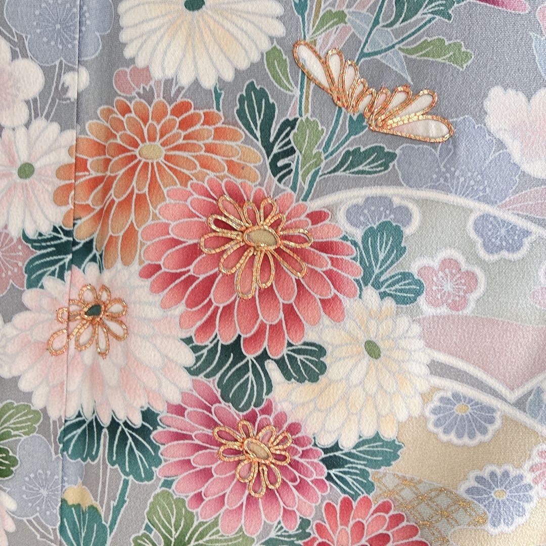 訪問着　フルセット　着物　正絹　四季草花　卒業式　入学式　金駒刺繍　G3