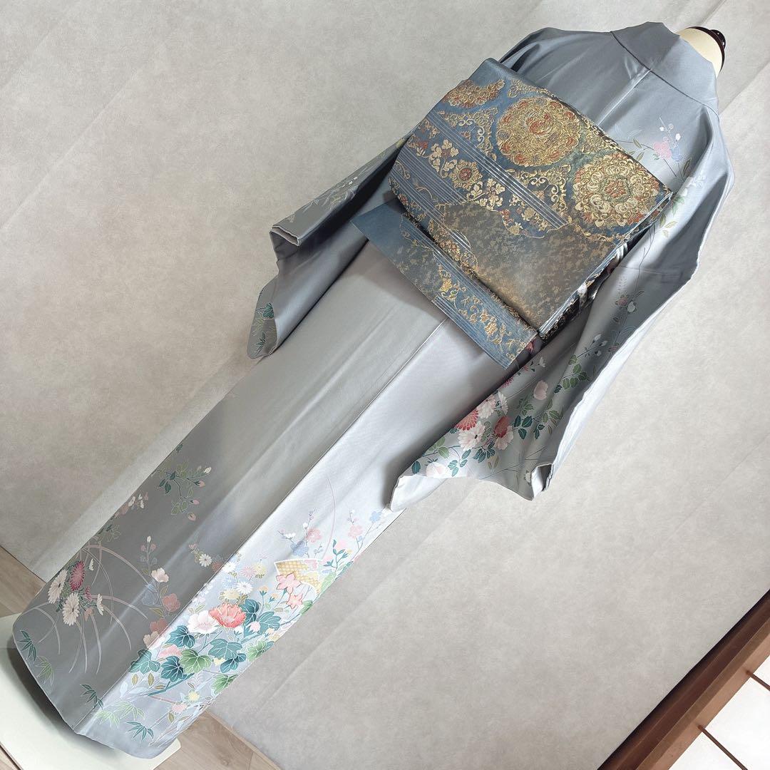 訪問着　フルセット　着物　正絹　四季草花　卒業式　入学式　金駒刺繍　G3