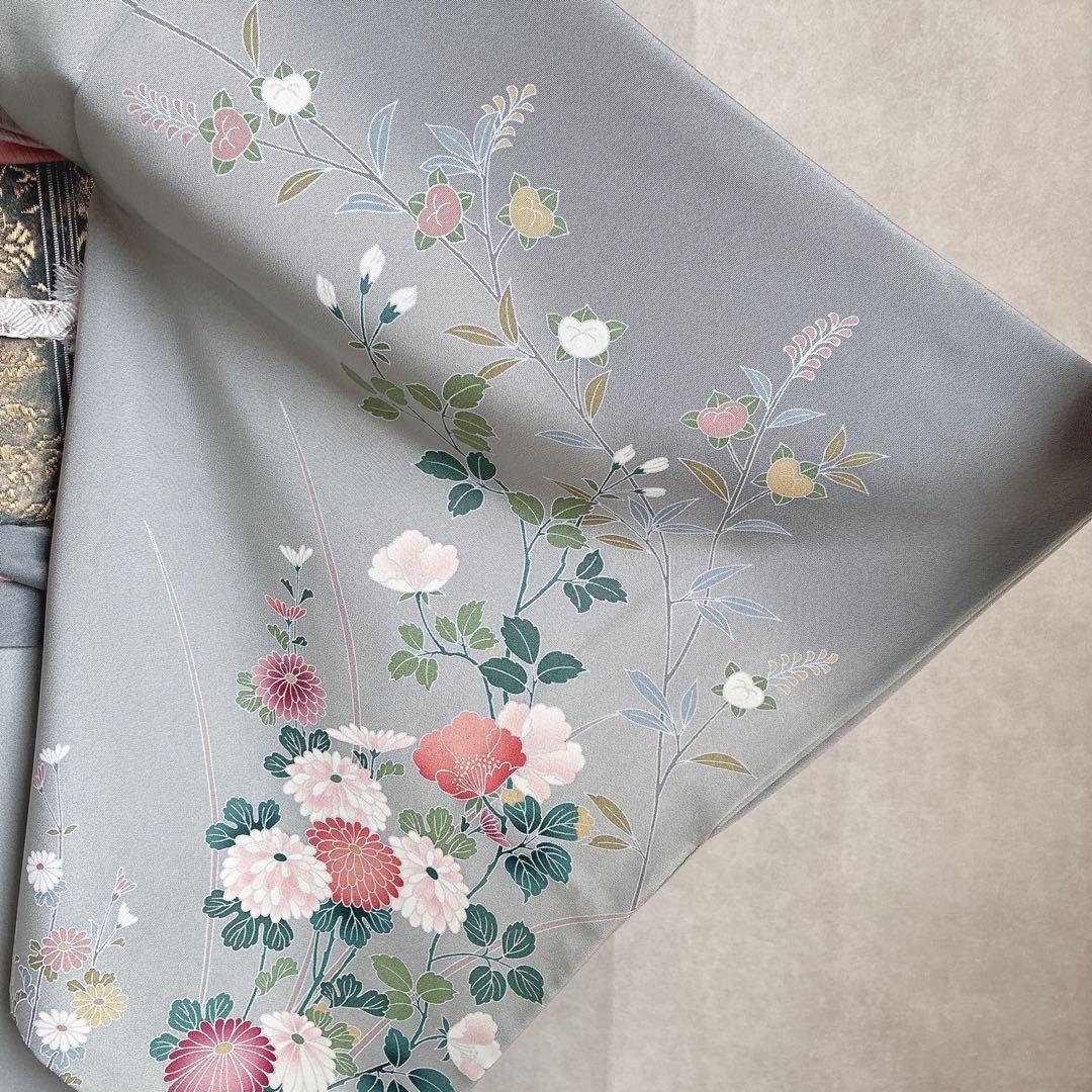 訪問着　フルセット　着物　正絹　四季草花　卒業式　入学式　金駒刺繍　G3
