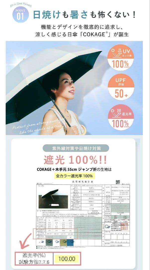 折りたたみ傘 COKAGE+ 日傘 遮光　遮熱　サマーシールド