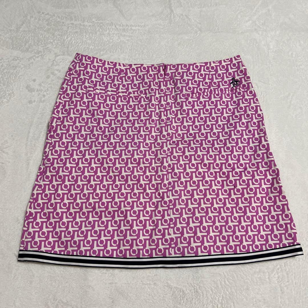 新品 Munsingwear ゴルフスカート モノグラム柄 パープル×ホワイト