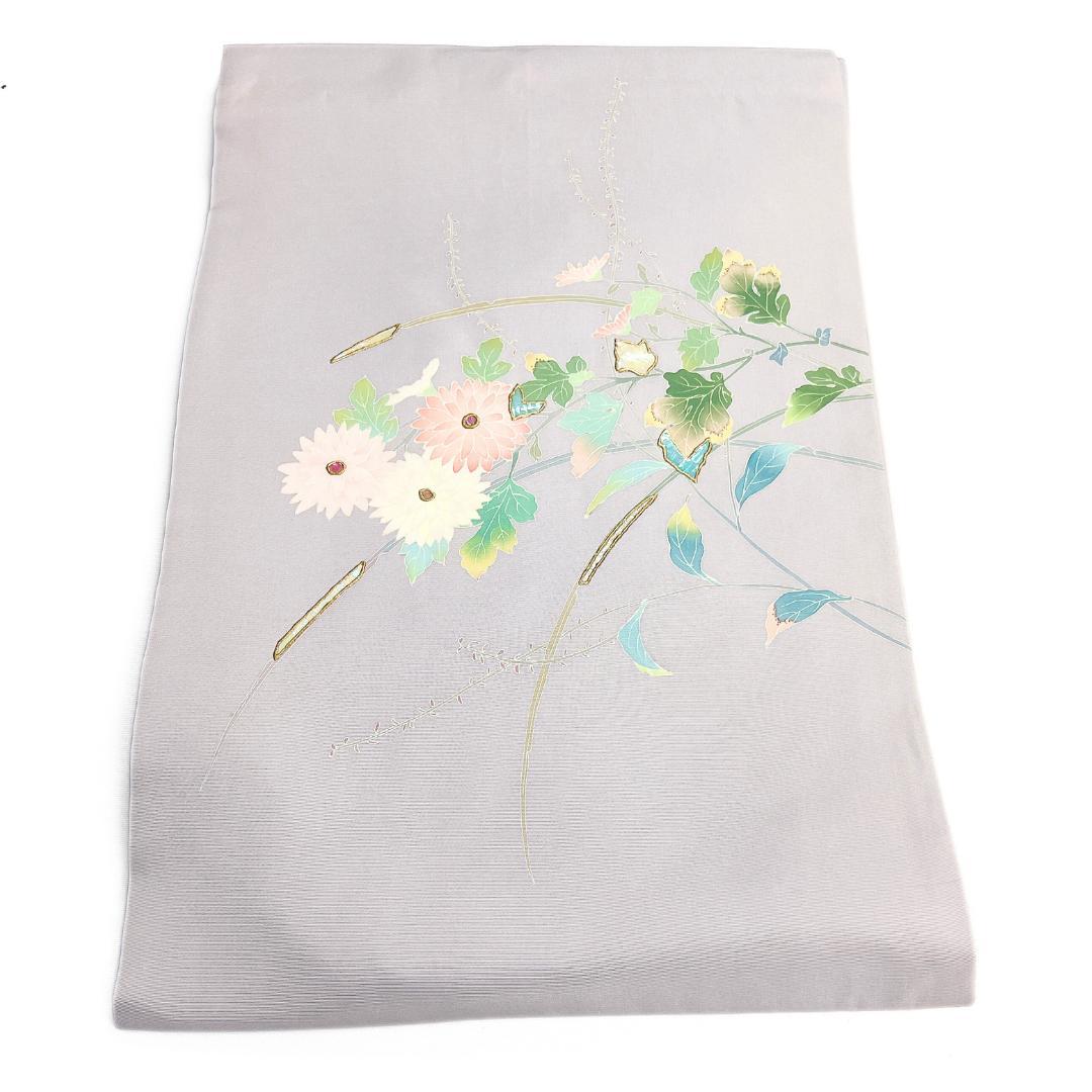 作家もの　名古屋帯　螺鈿細工　京加賀友禅　塩瀬　花　着物　122b d ms