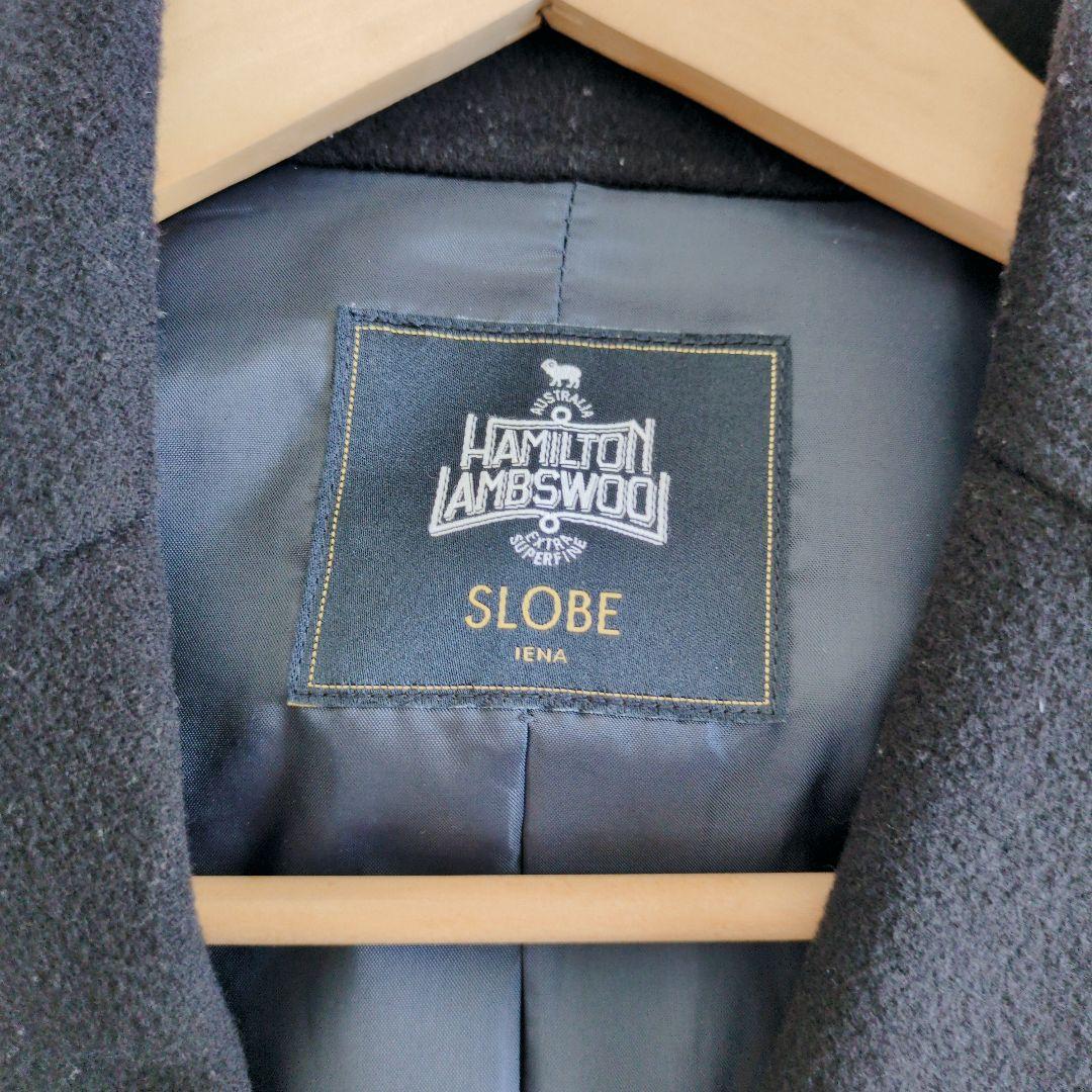 スローブイエナ　HAMILTONダブルフェイスロングチェスターコート　ネイビー