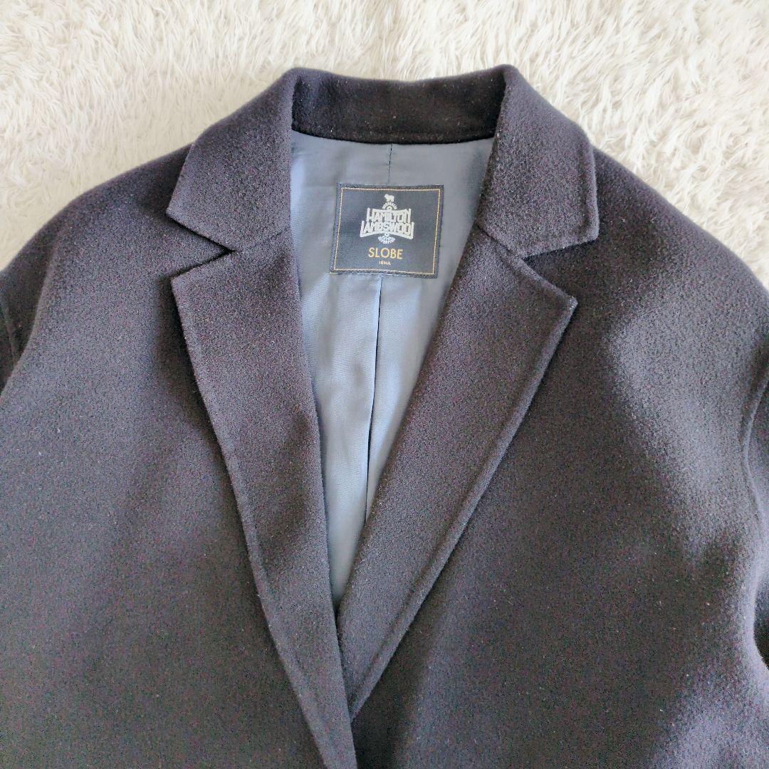 スローブイエナ　HAMILTONダブルフェイスロングチェスターコート　ネイビー