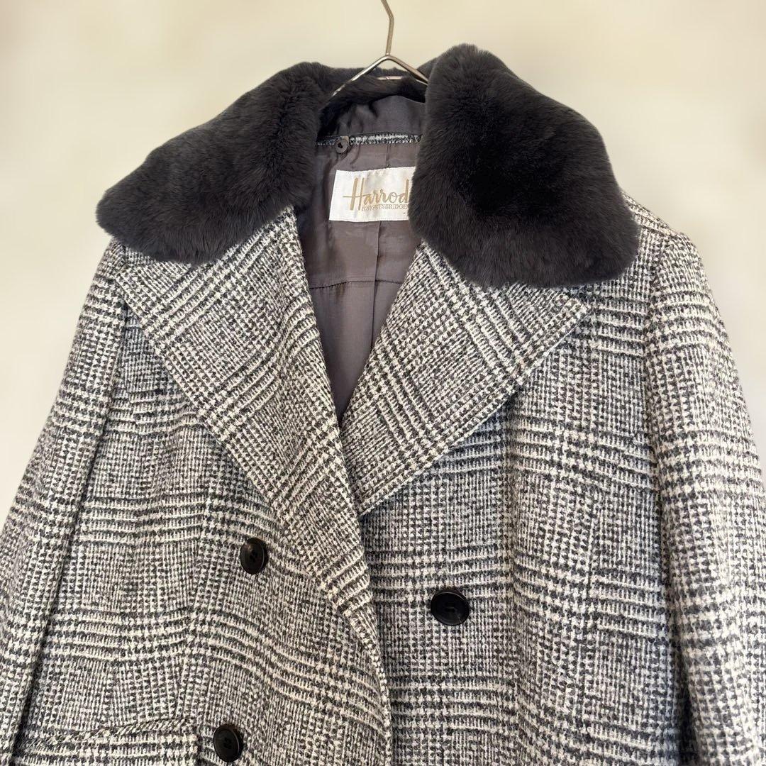【Harrods】レッキスファー付き ウールジャケット　コート アルパカ 158
