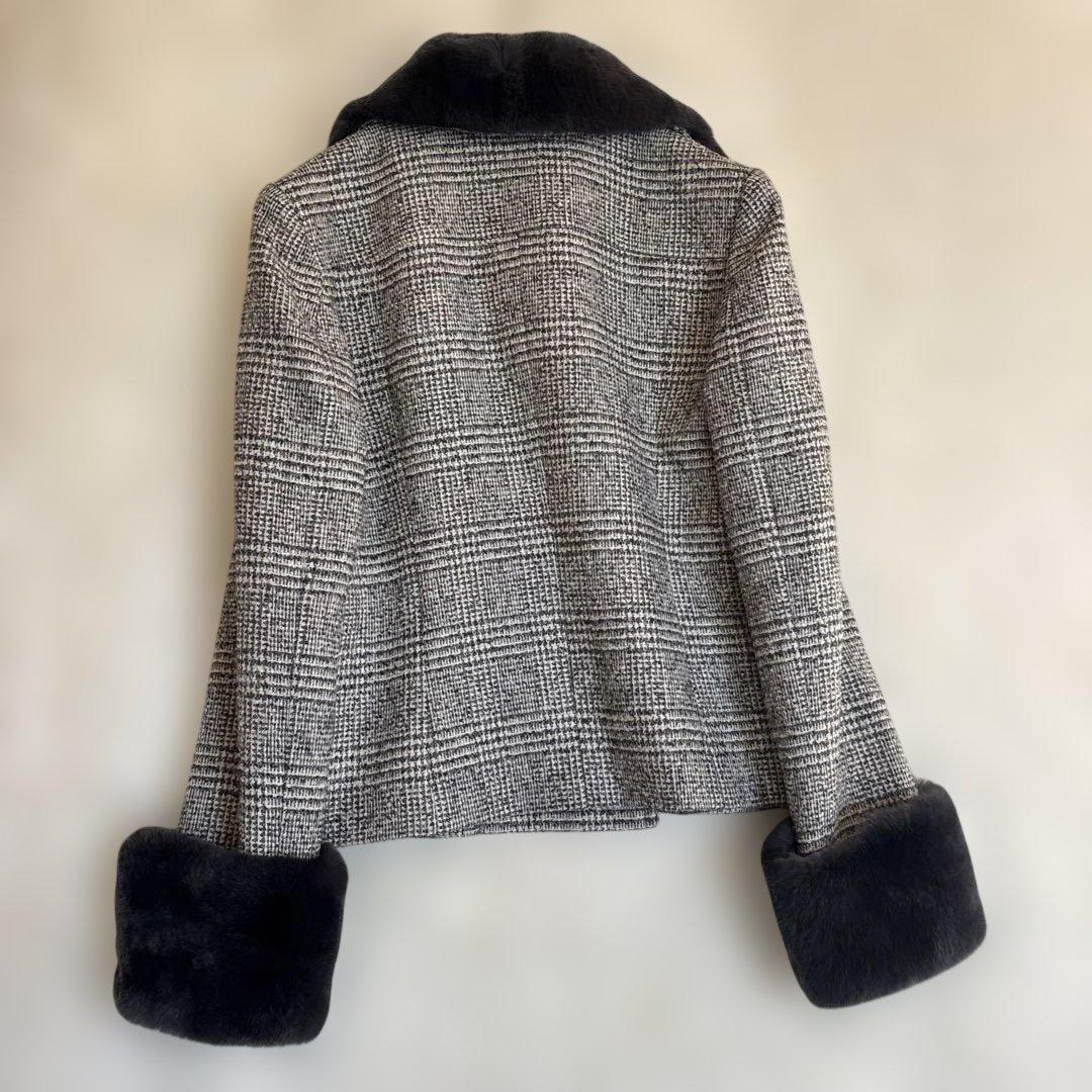 【Harrods】レッキスファー付き ウールジャケット　コート アルパカ 158