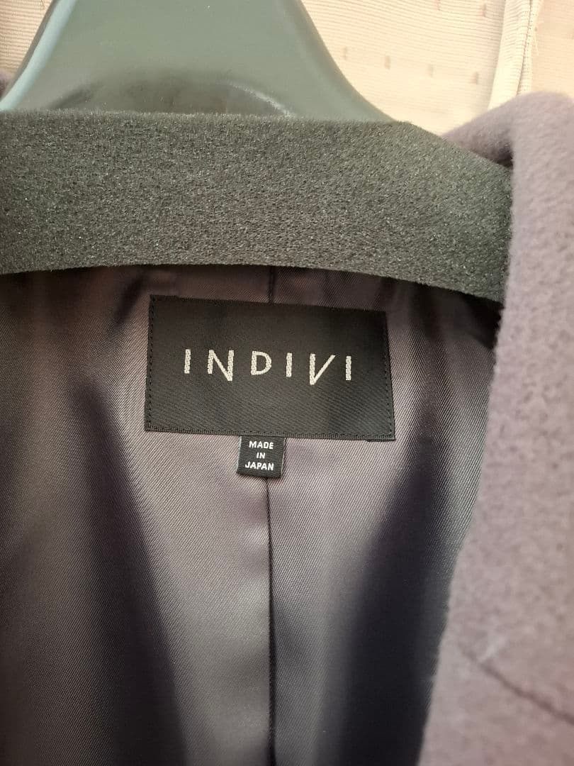 【美品】インディヴィ　ウールリバーテーラードコート