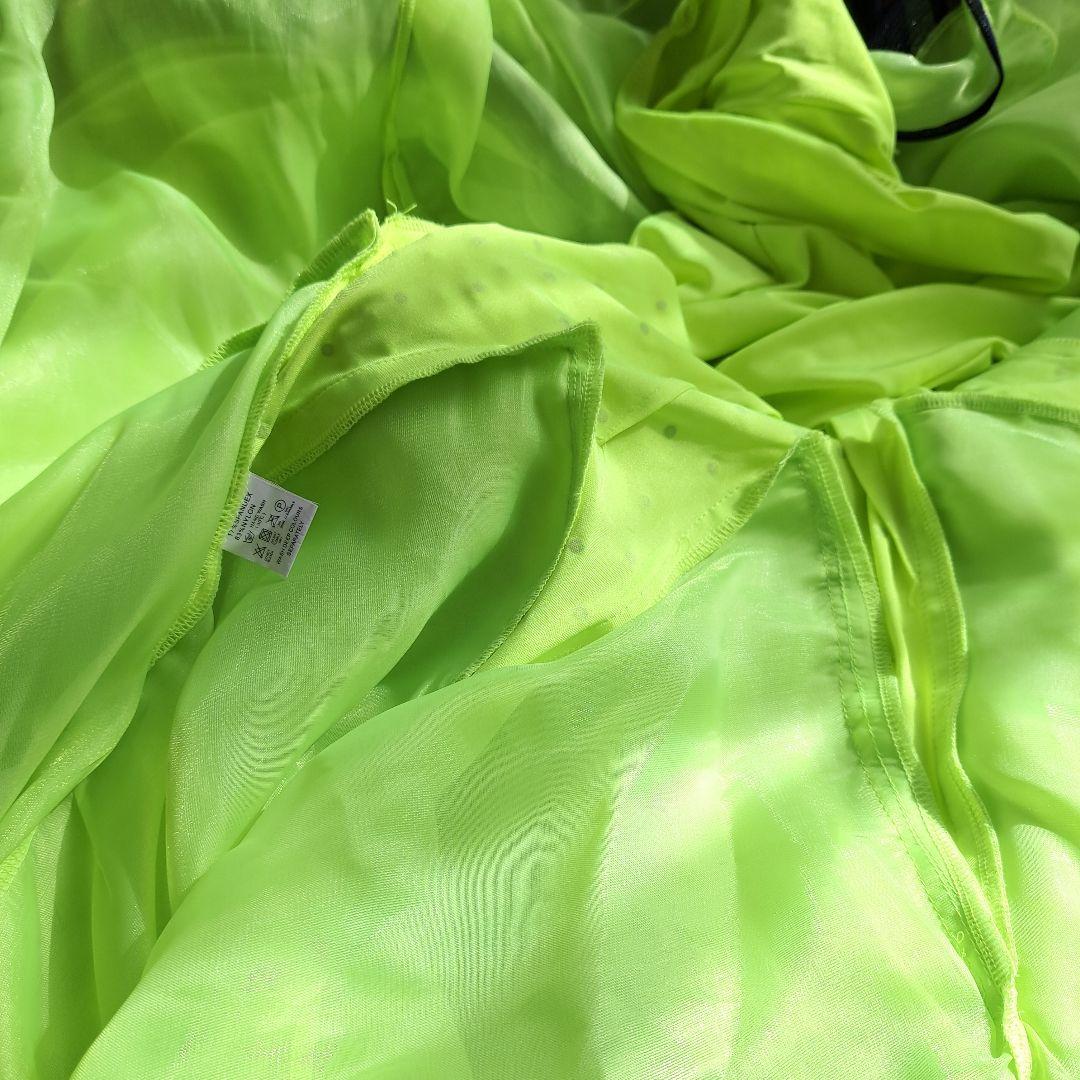 社交ダンス　ラテン蛍光イエローグリーンドレス　チョーカースワロフスキーベルト付き