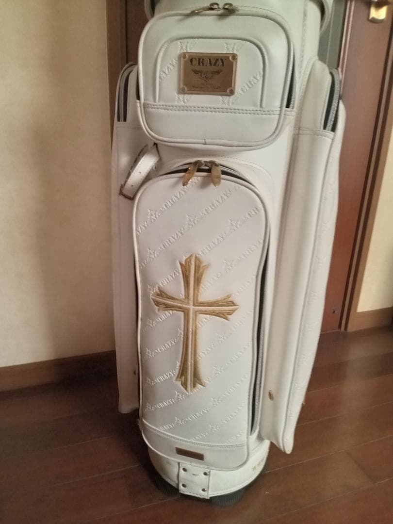 ★値下げ★CRAZY★キャディバッグ★9インチ★モノグラム型押しロゴ★白★