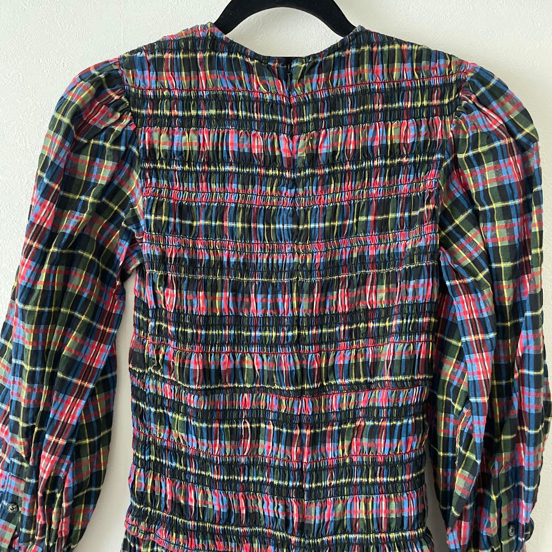 美品　GANNI チェック柄　シアサッカーワンピース