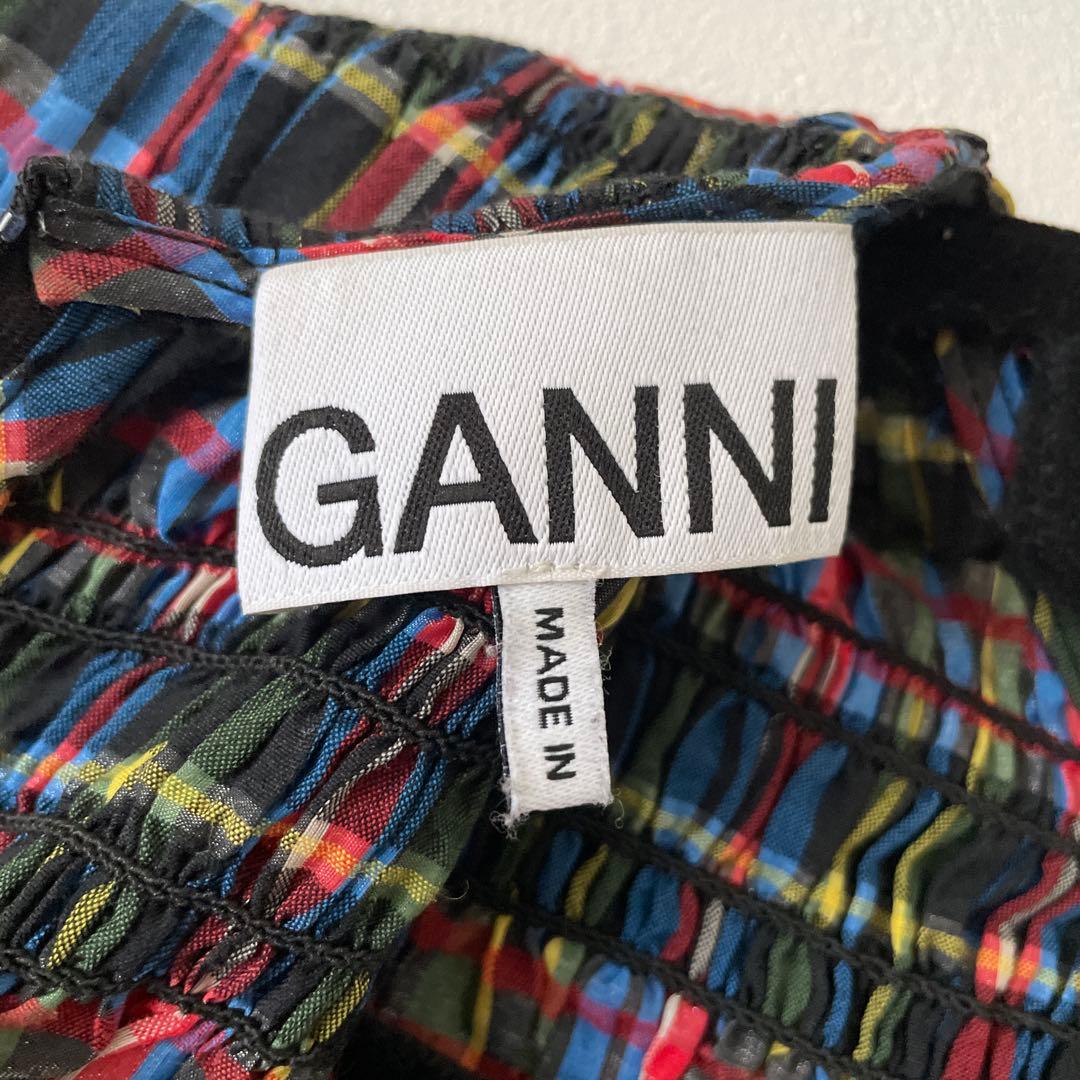 美品　GANNI チェック柄　シアサッカーワンピース