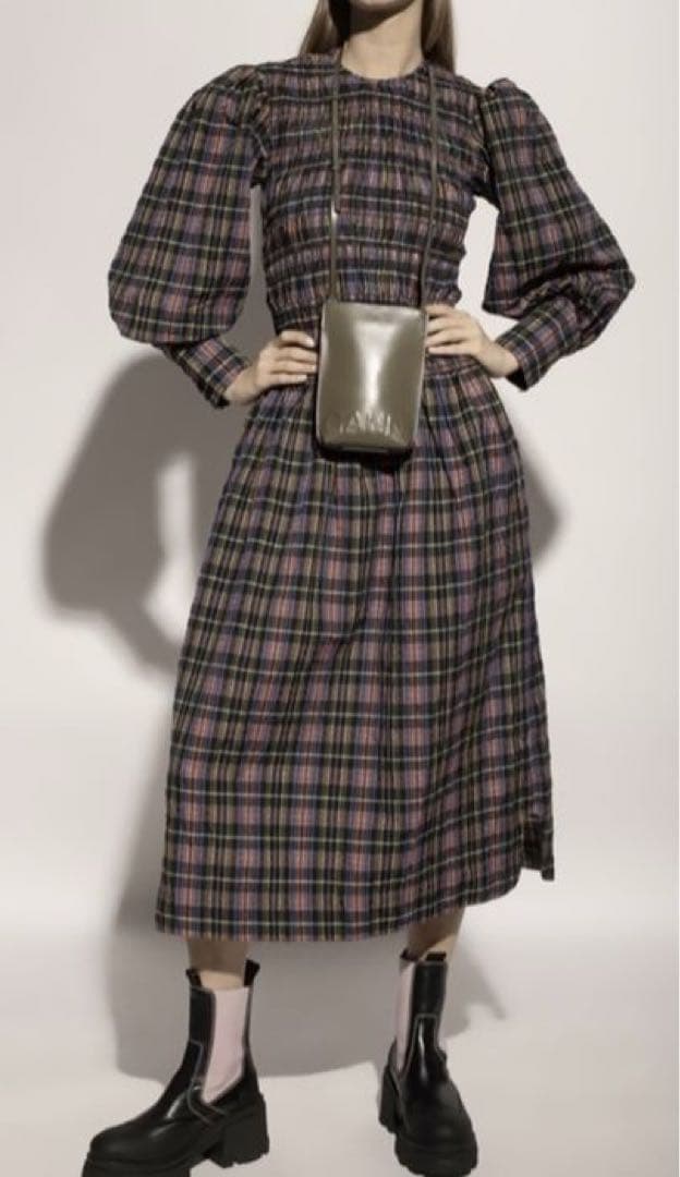 美品　GANNI チェック柄　シアサッカーワンピース