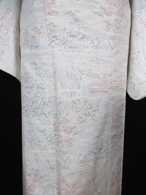 新古品！白大島紬＊７マルキ＊本場大島紬＊楼閣山水＊着物＊１６４ｃｍ＊裄６７