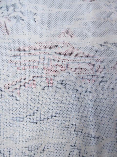 新古品！白大島紬＊７マルキ＊本場大島紬＊楼閣山水＊着物＊１６４ｃｍ＊裄６７