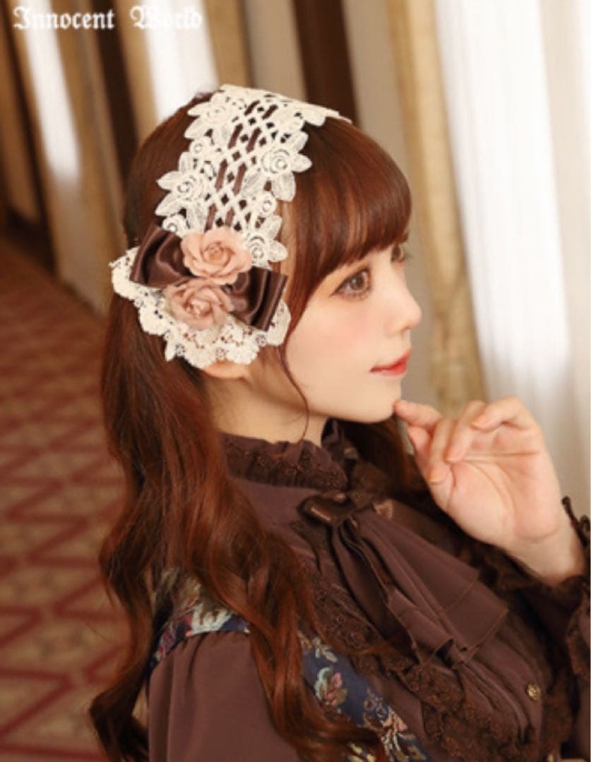 イノセントワールド ローズバスケットふヘッドドレス　スモークパープル×キナリ