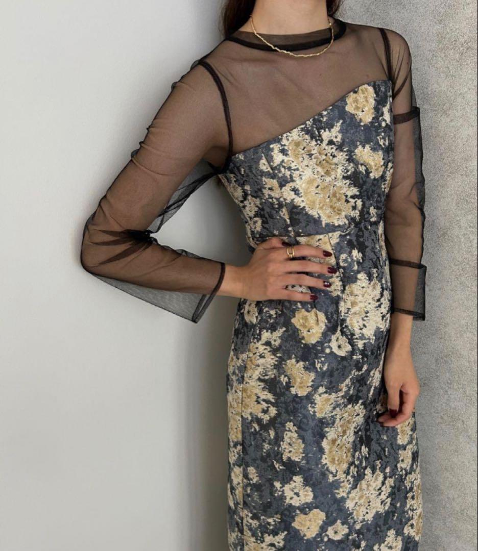 Meandering Jacquard pencil dress / リルアー