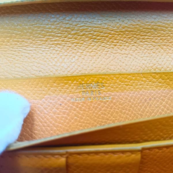 エルメス ベアン 長財布 イエロー 二つ折り H金具 レザー　0057