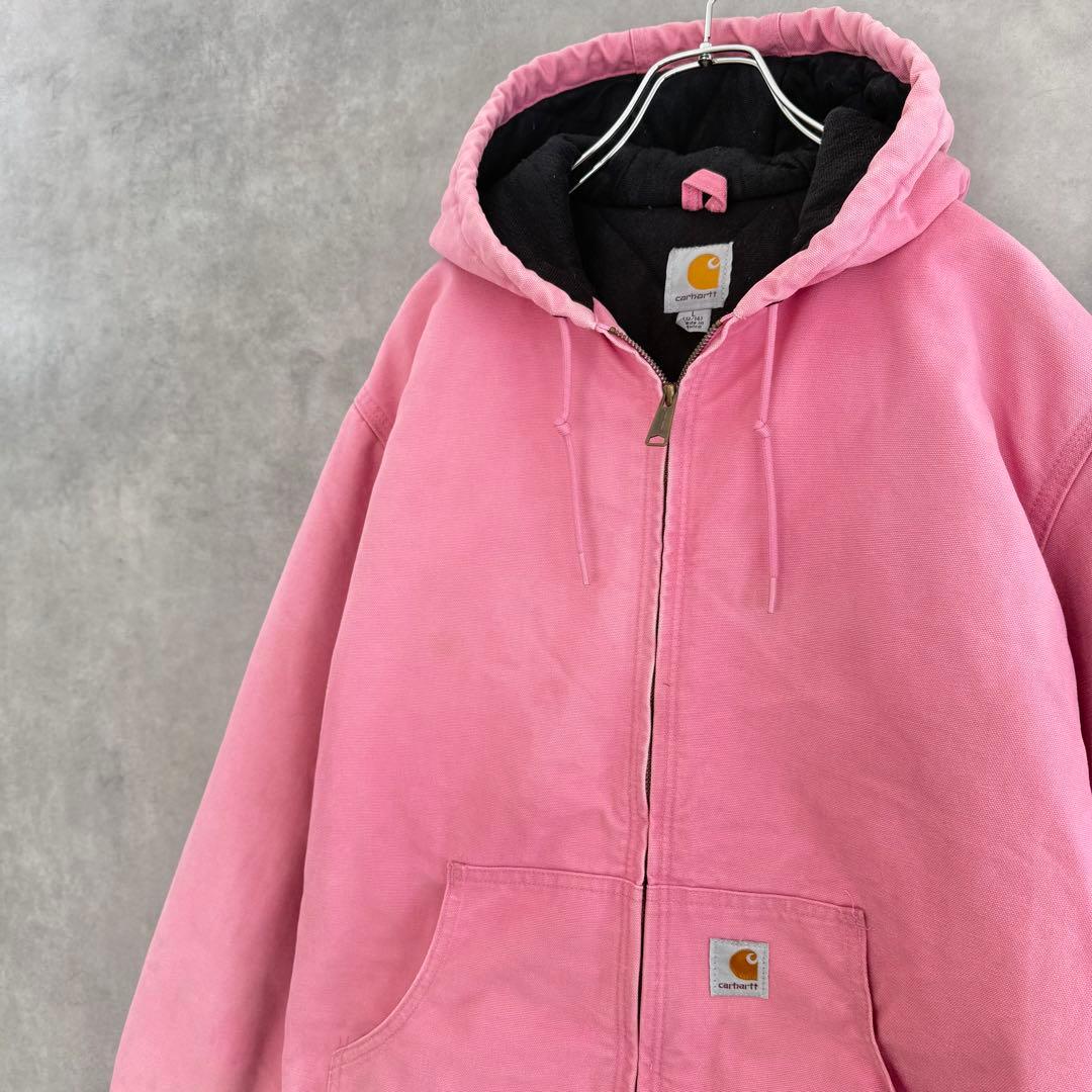 希少カラーCarhartt アクティブジャケット ピンクレディースL メンズSM