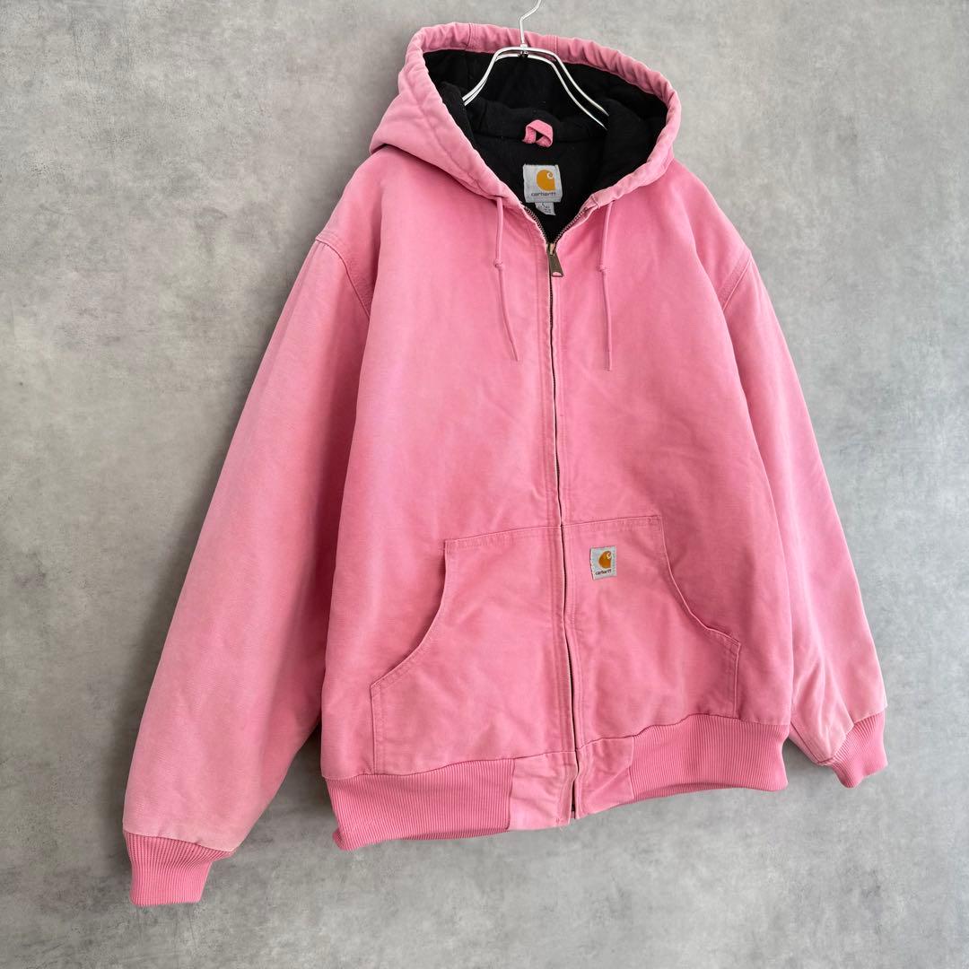 希少カラーCarhartt アクティブジャケット ピンクレディースL メンズSM