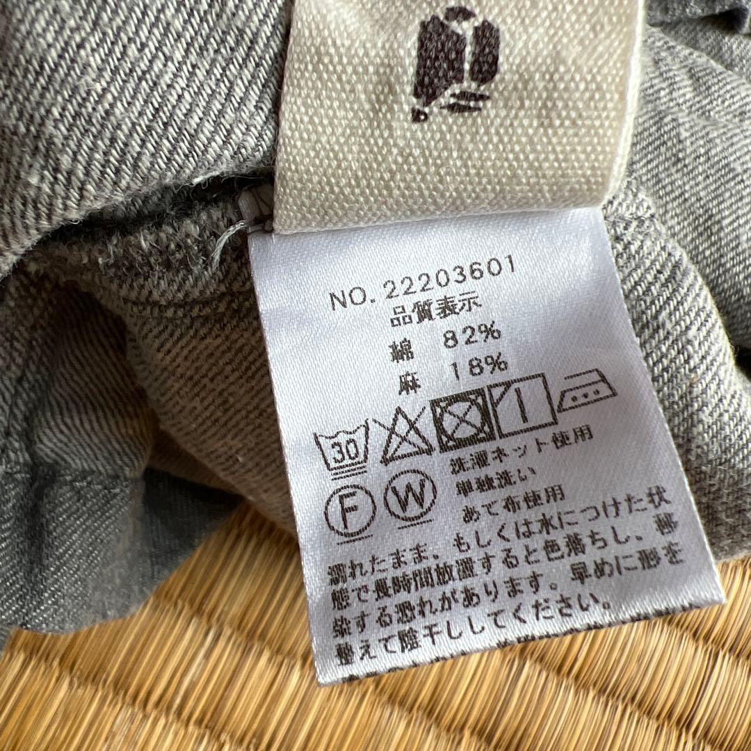 群言堂　綿麻デニムワークブラウス グレー