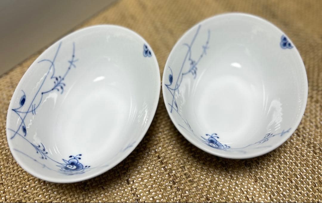 ロイヤルコペンハーゲンのブルーパルメッテ　オーバルボウル　2個セット