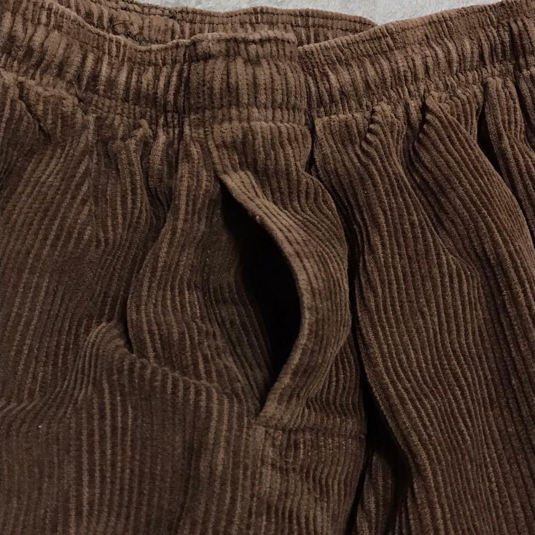 STUSSY ステューシー　コーデュロイビーチパンツ　ピスネームロゴ　ブラウン