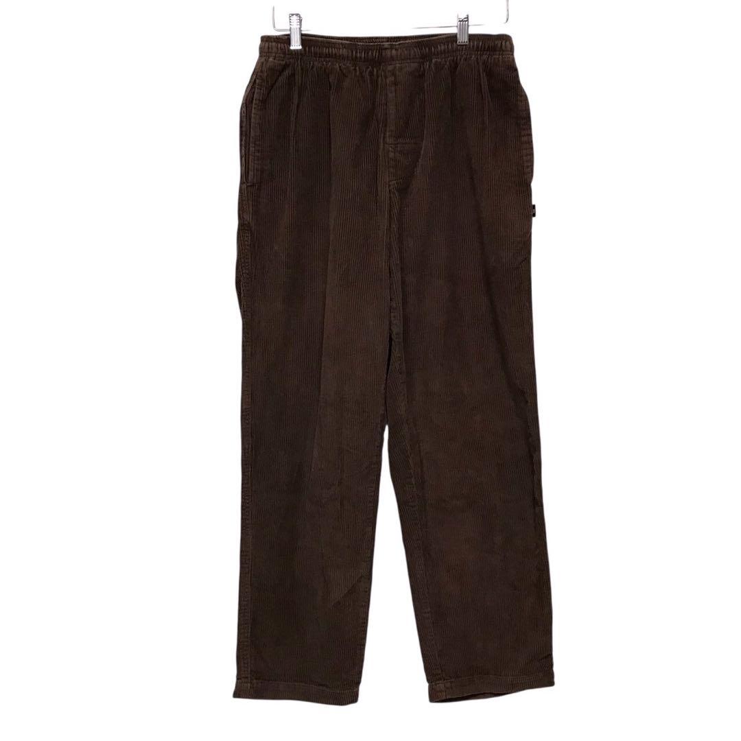 STUSSY ステューシー　コーデュロイビーチパンツ　ピスネームロゴ　ブラウン