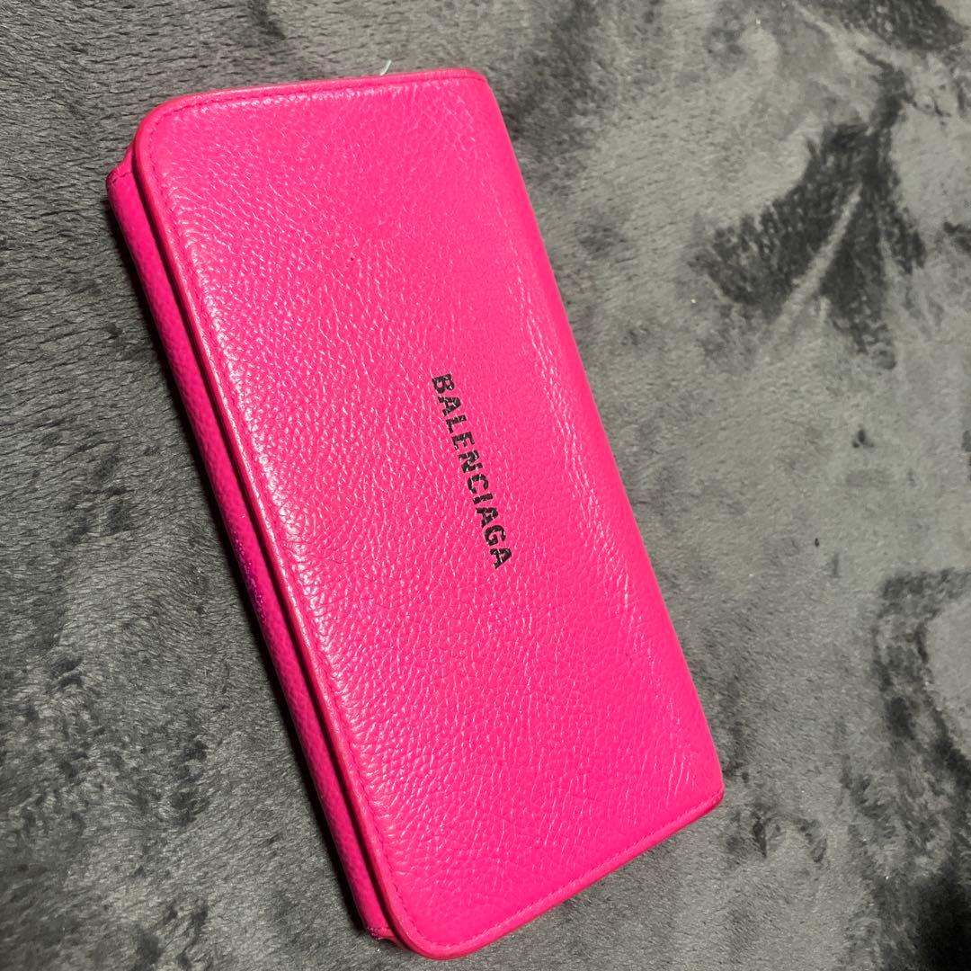 長財布　ピンク　折財布　レディーズ　バレンシアガ