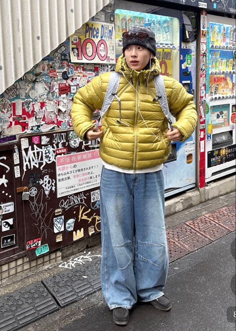 nugu フード付き　ダウンジャケット　カーキ