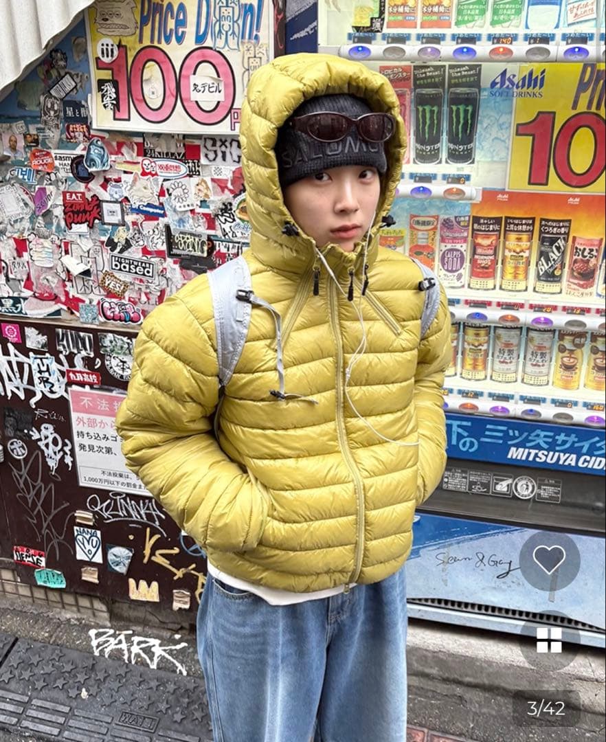 nugu フード付き　ダウンジャケット　カーキ