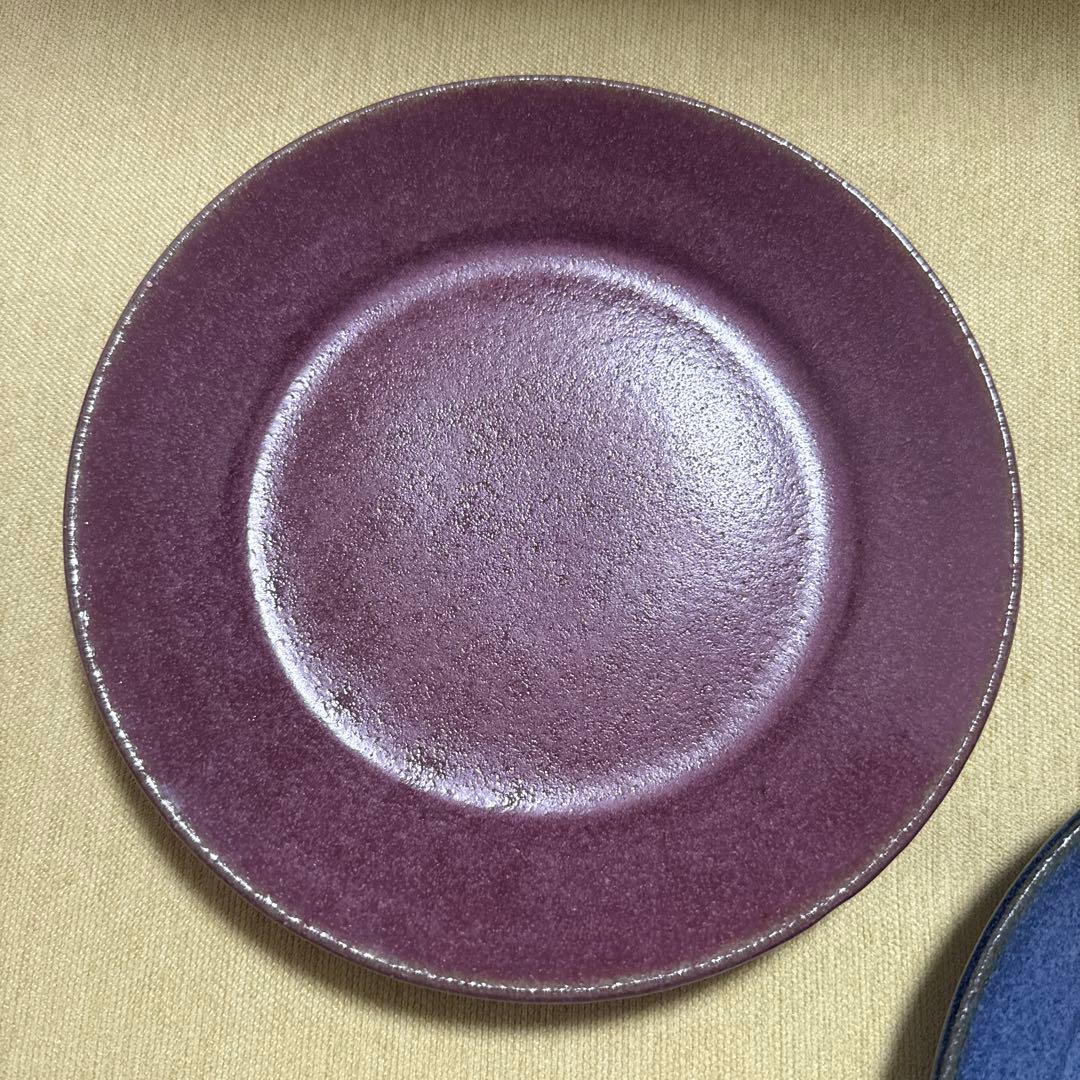 未使用　小澤基晴　7寸　リム皿　深皿　ゆかり　すみれ2枚セット