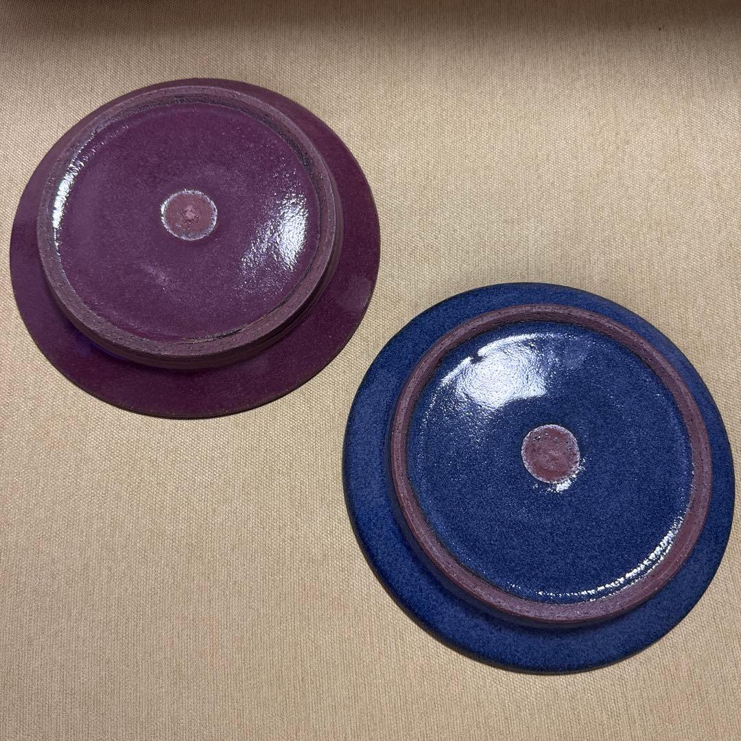 未使用　小澤基晴　7寸　リム皿　深皿　ゆかり　すみれ2枚セット
