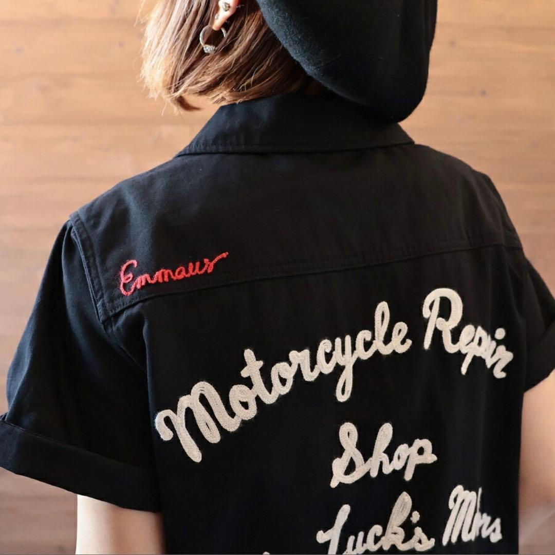 paopao オリジナル つなぎ ツナギ サロペット オールインワン 半袖 黒