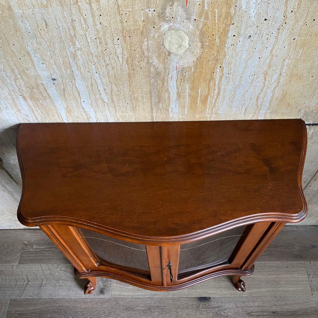 ヴィンテージ ガラスキャビネット　猫脚キャビネット　サイドボード