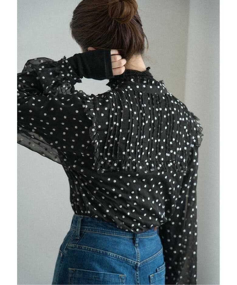 イエナ　楊柳フリルピンタックブラウス