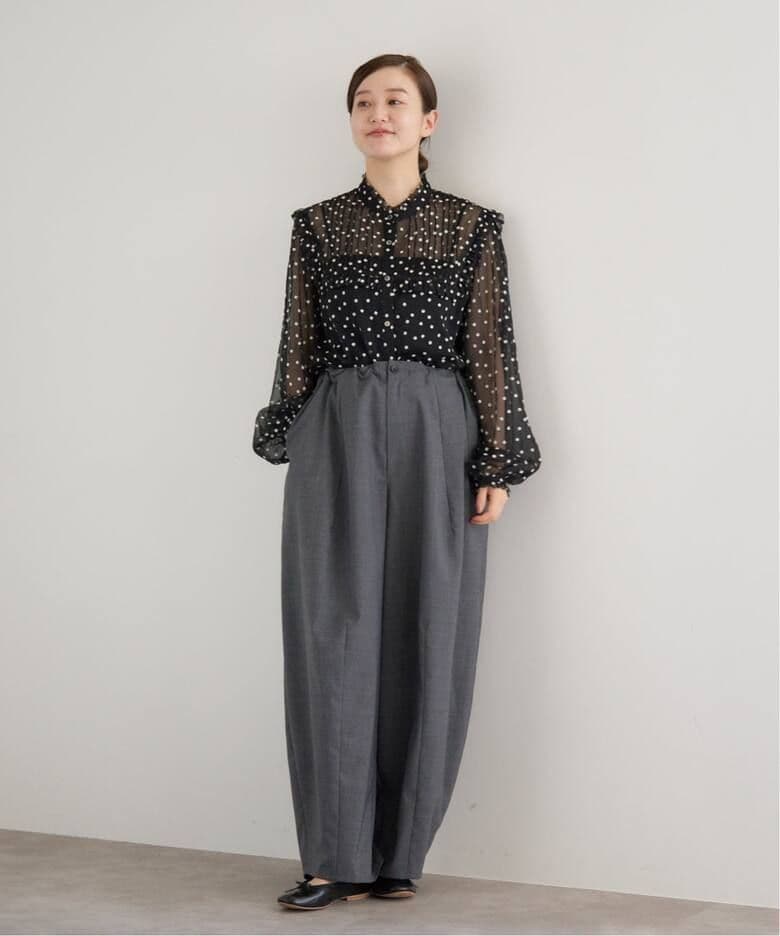 イエナ　楊柳フリルピンタックブラウス