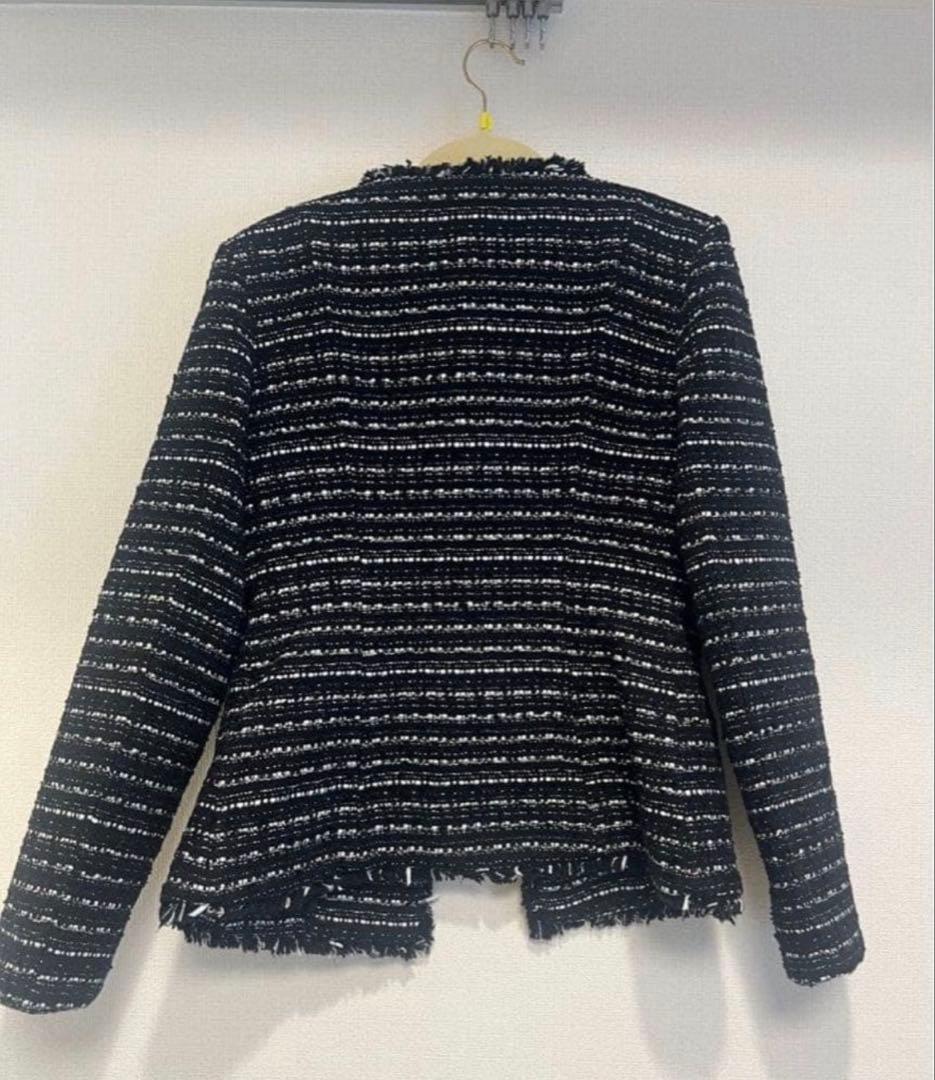 anuans ツイードノーカラーフォルムジャケットS MIX