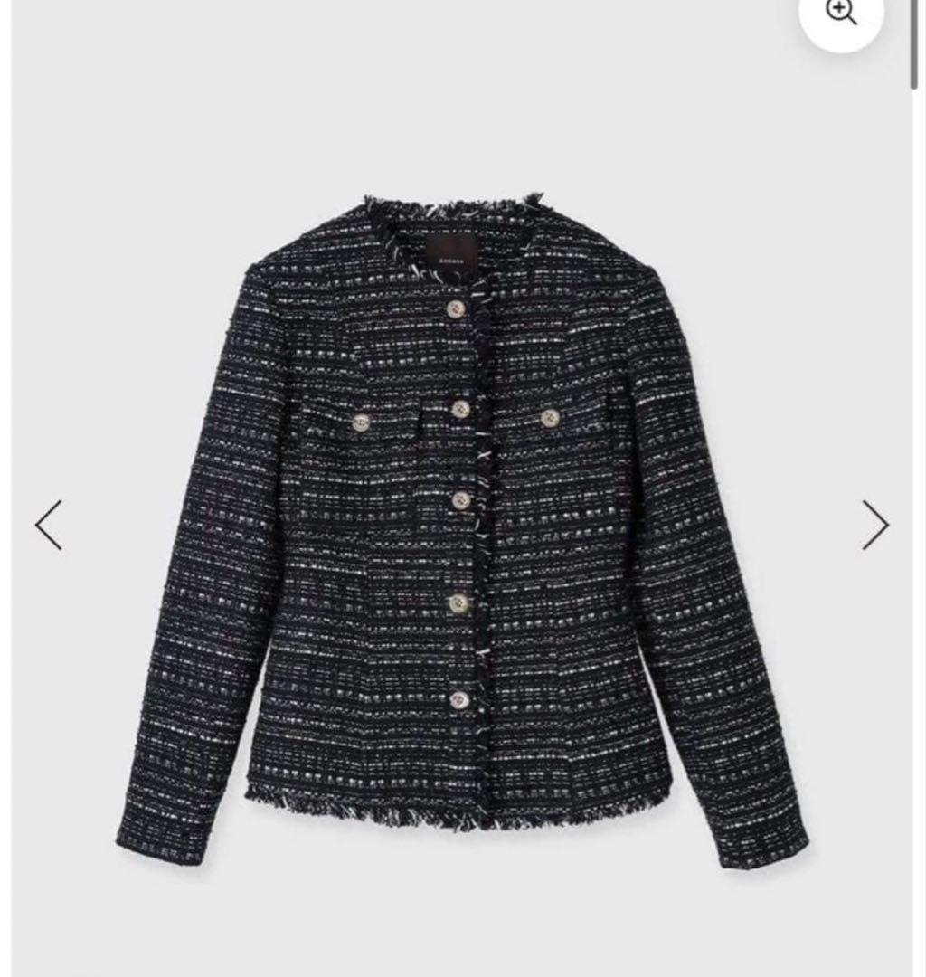 anuans ツイードノーカラーフォルムジャケットS MIX