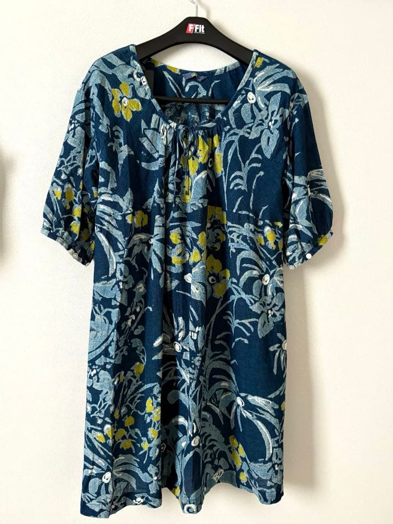 【45R】ネイビーチュニック丈　半袖カットソーワンピース