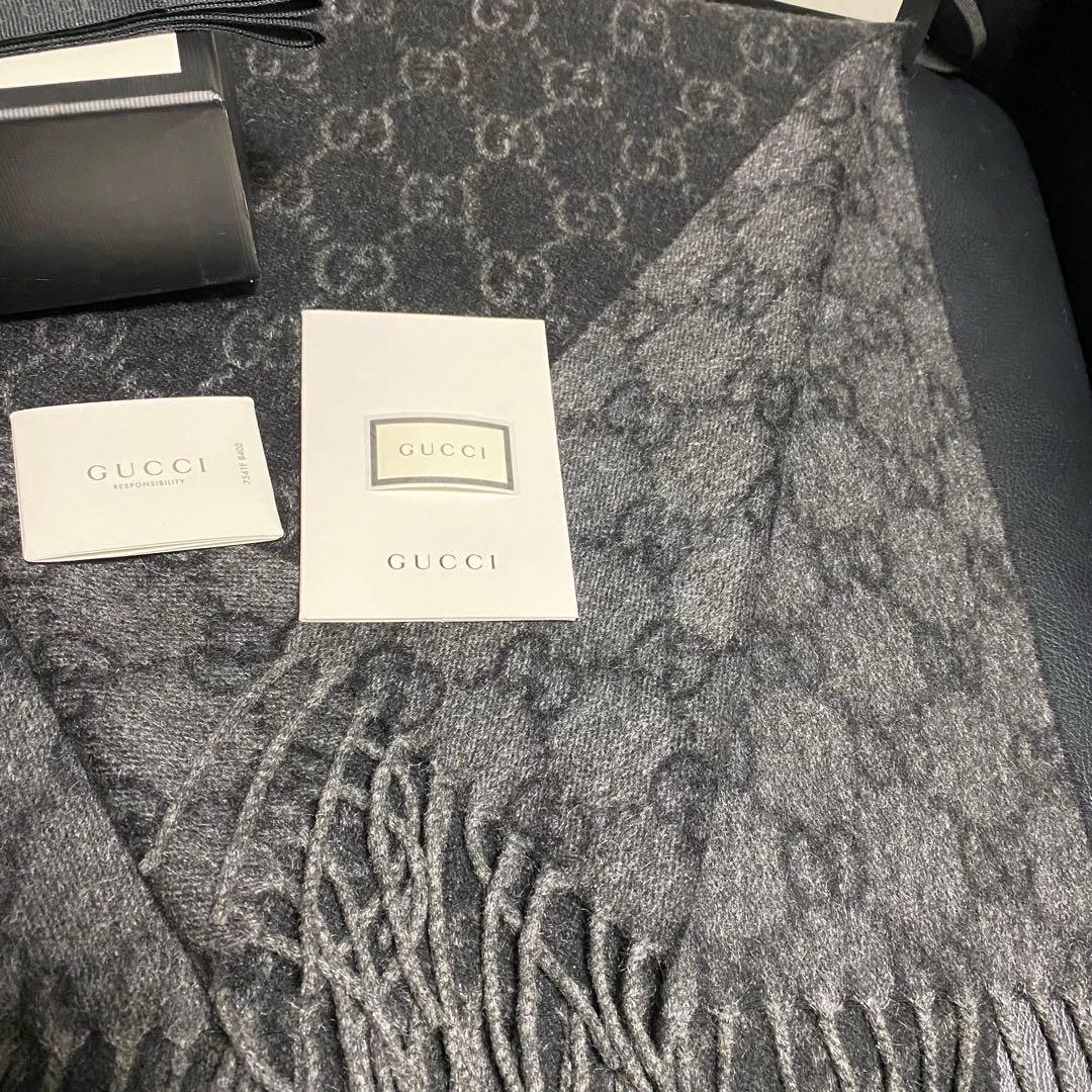 新品✨高級カシミヤGUCCIマフラー❗️箱紙袋セット❗️グッチマフラー　カシミヤ