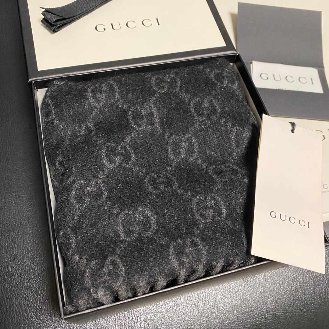 新品✨高級カシミヤGUCCIマフラー❗️箱紙袋セット❗️グッチマフラー　カシミヤ