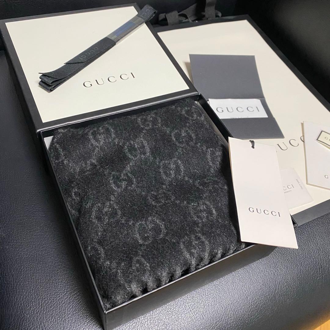 新品✨高級カシミヤGUCCIマフラー❗️箱紙袋セット❗️グッチマフラー　カシミヤ