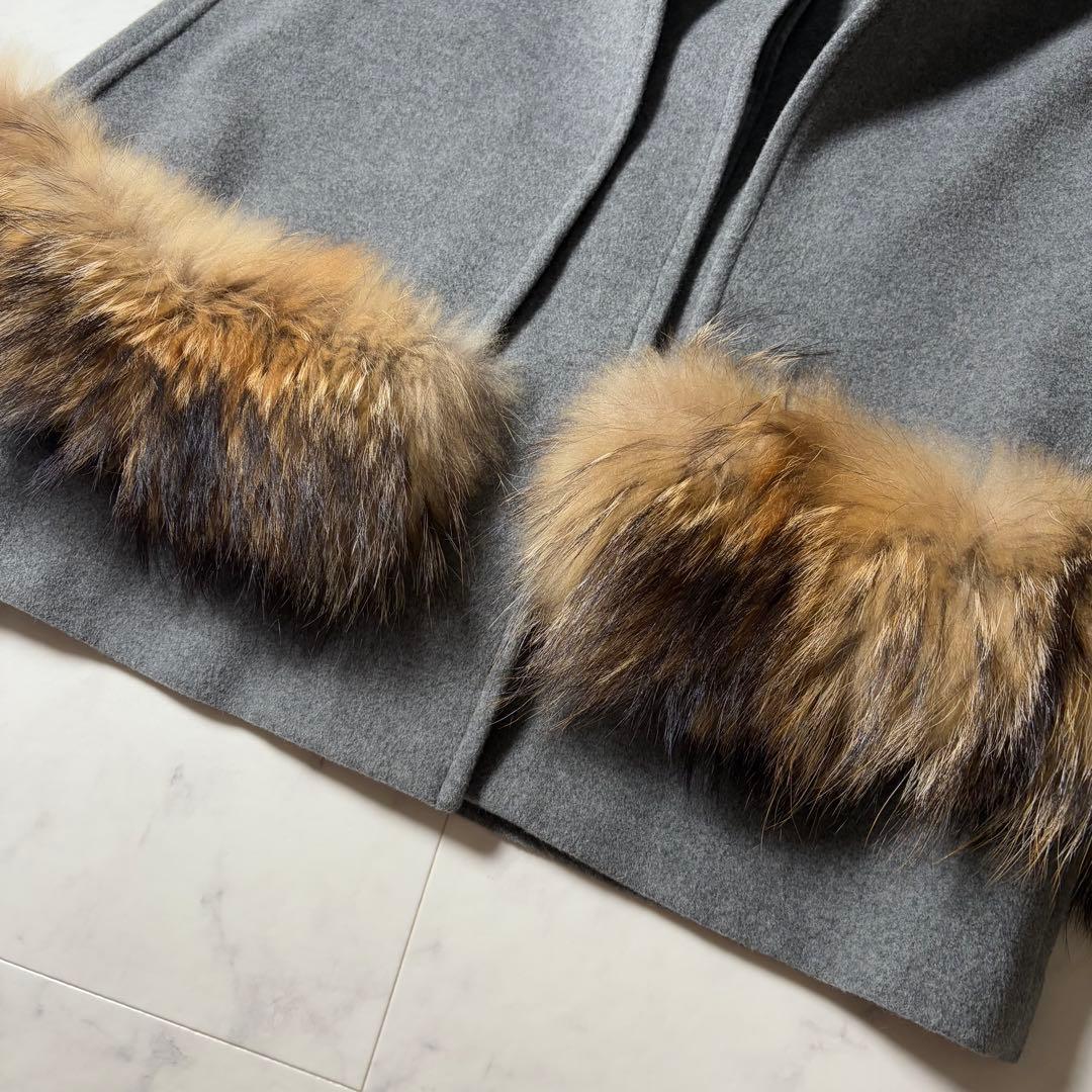 【極美品】グレースクラス リアルファー アンゴラ混 ポンチョ コート 36