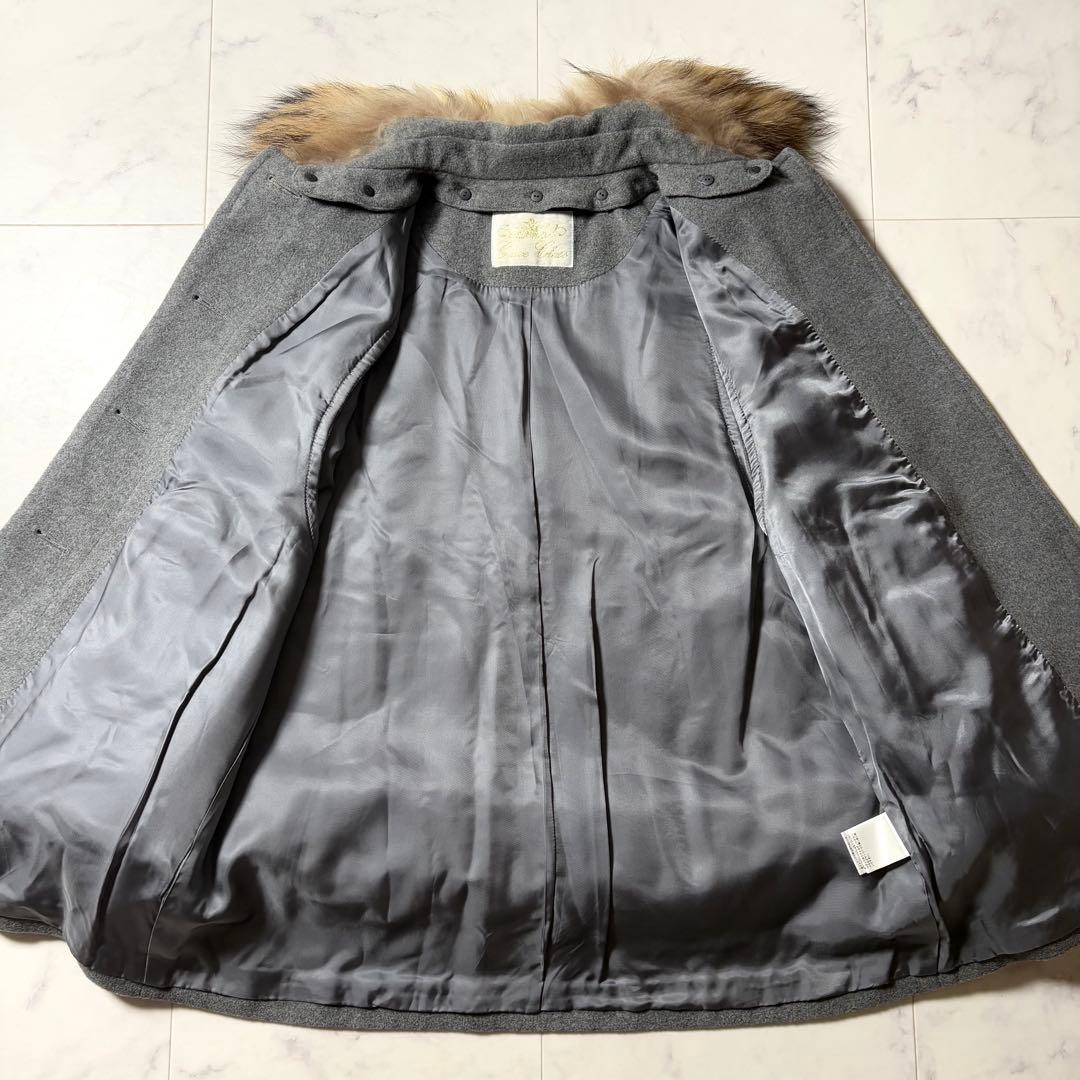 【極美品】グレースクラス リアルファー アンゴラ混 ポンチョ コート 36