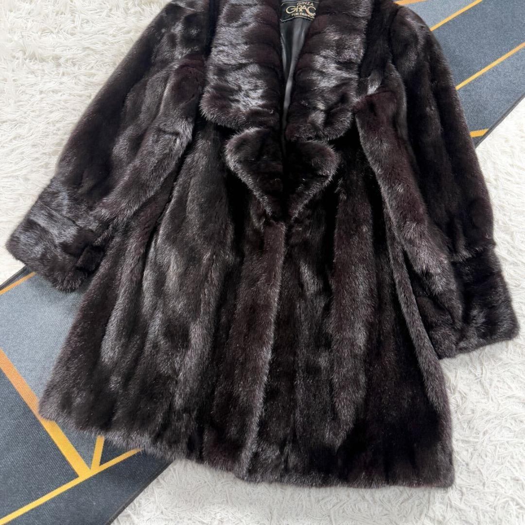 極美品 総丈92㎝ GINZA CRACE グラマミンク ファーコート L