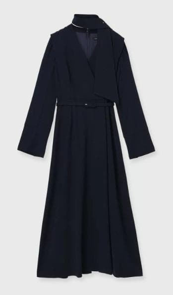 【着用短時間】anuans ダブルサテンクラシカルワンピース NAVY