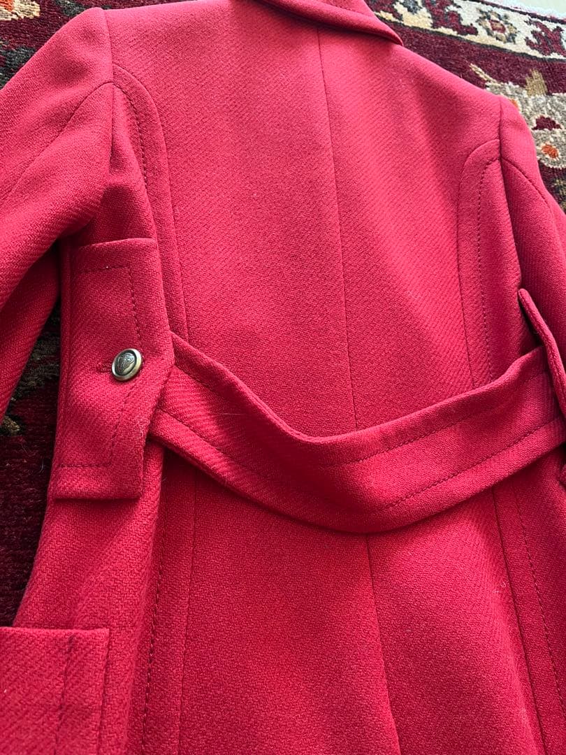 GUCCI 上質ウール　チェスターコート　ピーコート　38 赤　刺繍