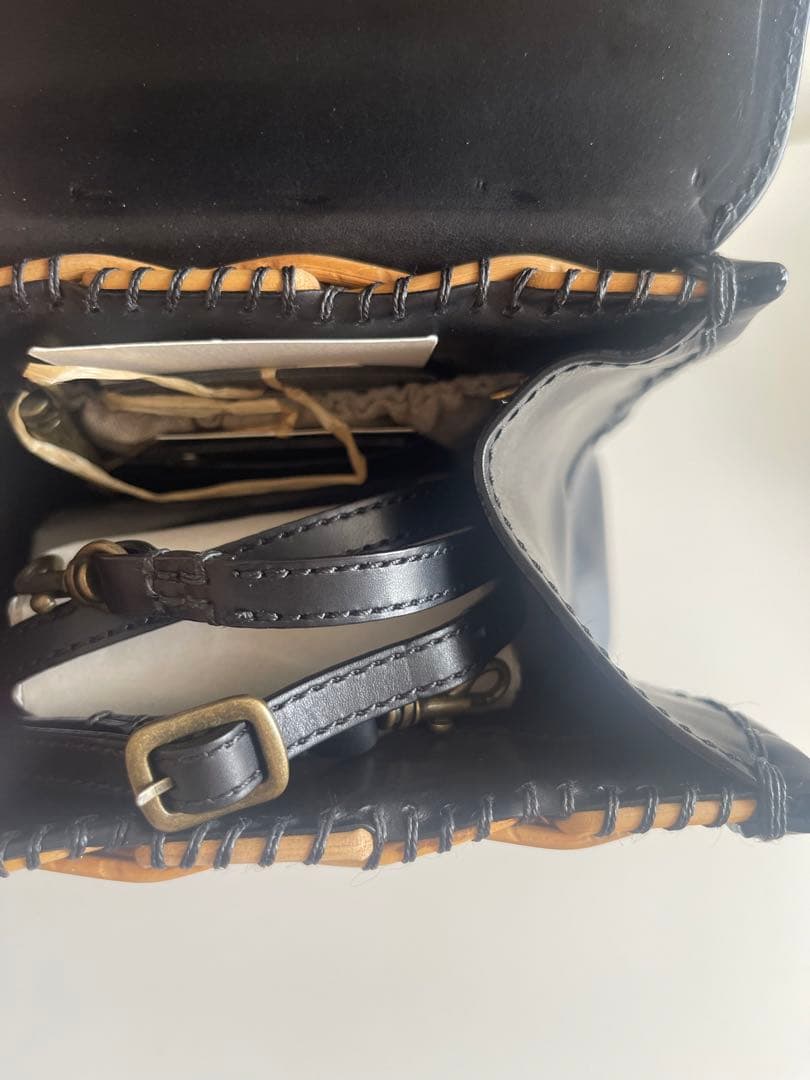 カーフ・ハンドバッグSカーフレザー×紅藤BLACK 2023 エバゴスかごバッグ